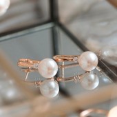 Cercei argint placati cu aur roz cu perle naturale albe si cristale cu tortita DiAmanti SK21216GEL_W-G